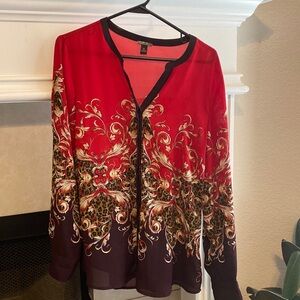 Multi color blouse Size 8 with gold sleeve buttons